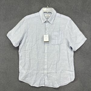 Porter & Ash Shirt Mens XL Blue Linen Short Sleeve Button Up Lightweight Summer‎